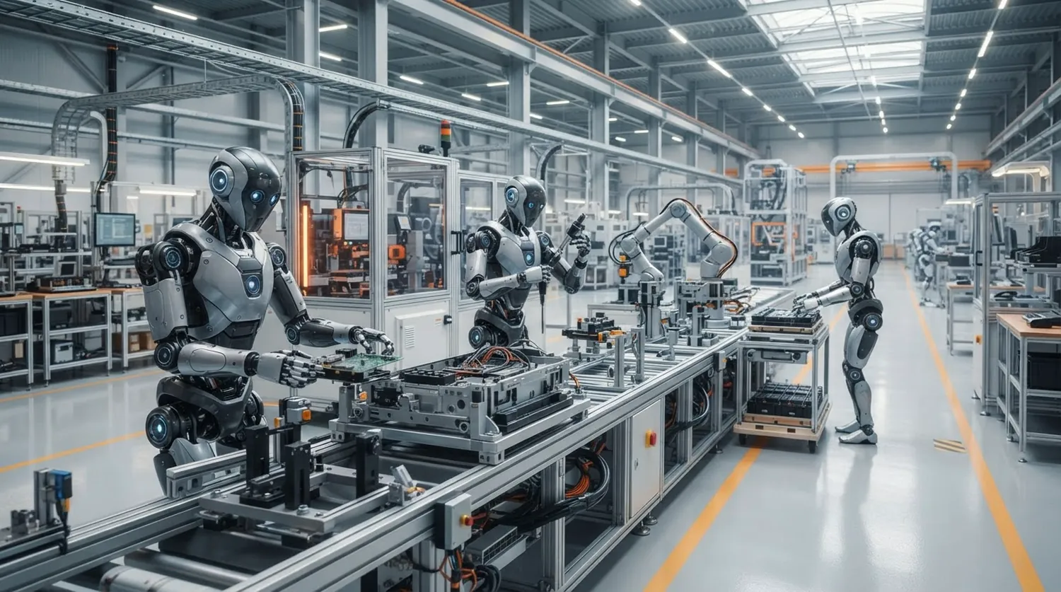 Humanoide Roboter in einer Fertigungsstraße